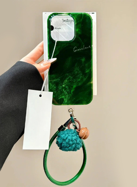 水墨暗绿色冰川纹适用苹果16Pro手机壳iPhone14max小米15华为mate60pura70红米k50Reno13nova12vivox200s19