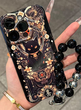 招财小黑猫挂链新款用苹果17Pro手机壳iPhone15max小米16华为mate80pura70k60荣耀300x200nova14一加ace5s30