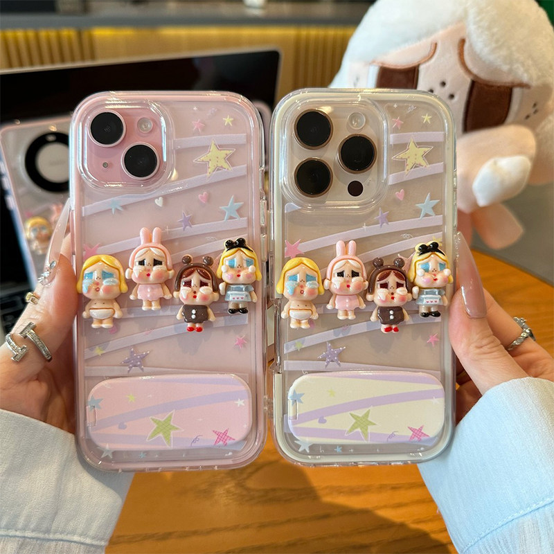 双色星星哭娃支架新款适用苹果17Pro手机壳iPhone16max小米15华为mate80pura70k90nova14荣耀500x300一加ace6