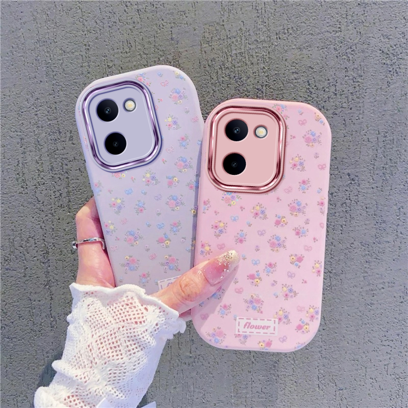 粉紫小碎花适用vivoY100I手机壳Y78新款Y77高级Y78+防摔Y78PLUS硅胶vivo全包vivi维沃viv0y女款voviy保护套