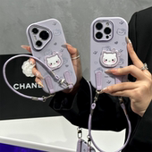 香芋紫满屏猫支架新款 适用苹果17Pro手机壳iPhone16max13小米15华为mate80pura70k60reno14荣耀400x100magic7