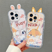 情侣比耶尼克朱迪镜子支架适用苹果16Promax手机壳iPhone15Pro小米14华为mate70pura80k60荣耀300Reno13nova