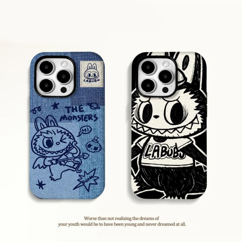 黑色抽象拉布新款适用苹果15Pro手机壳iPhone16max小米14华为mate60K80p70荣耀300OPPOReno13nova12一加11s20