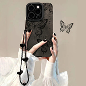 秋冬款 线条蝴蝶翻毛皮适用苹果16Pro手机壳iPhone15max17小米14华为mate60p70nova12iQOO13荣耀100x200Reno11