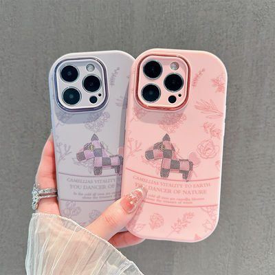 线条花朵木马新款适用苹果16Pro手机壳Phone15max小米14华为mate50荣耀x200p70note11k80nova13opporeno12s20