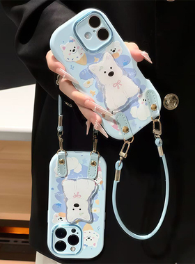 雪糕小狗支架挂绳新款适用苹果17Promax手机壳iPhone16Pro12小米15华为mate80pura70k60reno14荣耀x200nova13