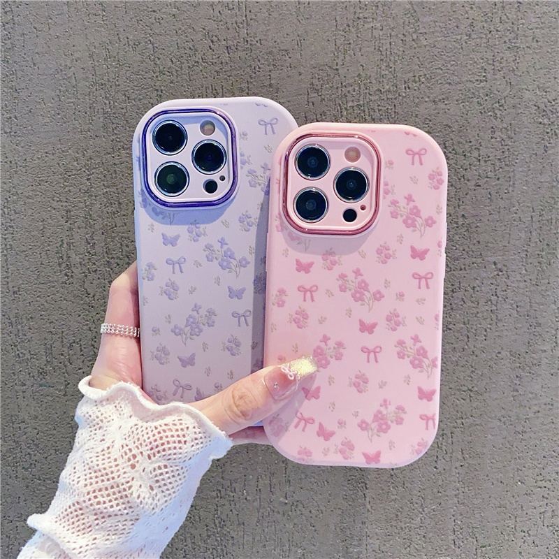 ins风蝴蝶花朵新款适用苹果16Promax手机壳iPhone15Pro小米14华为mate70pura80荣耀200k60note13vivox100nova