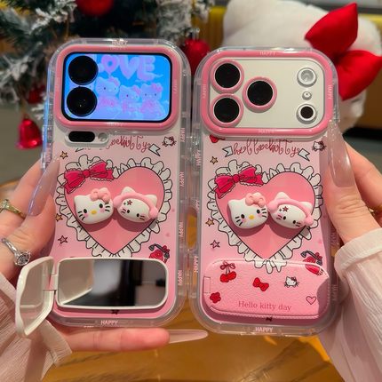 立体KT猫支架新款适用苹果17Pro手机壳iPhone16max小米15华为mate80pura70k90note14荣耀400x300一加ace5s30