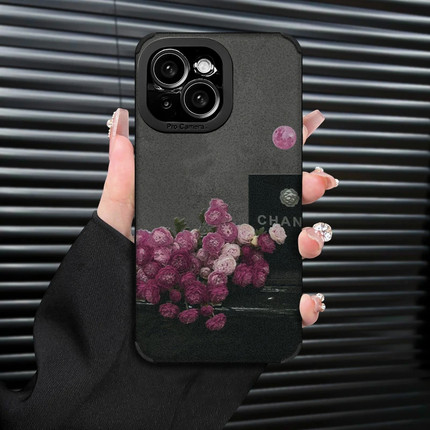 复古粉玫瑰翻毛皮适用苹果16Promax手机壳iPhone14Pro小米15华为mate60pura70k50荣耀X200nova11reno12magic7
