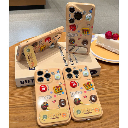 巧克力m豆支架新款适用苹果17Pro手机壳iPhone16promax小米15华为mate70pura80k60nova14荣耀400reno13findx7