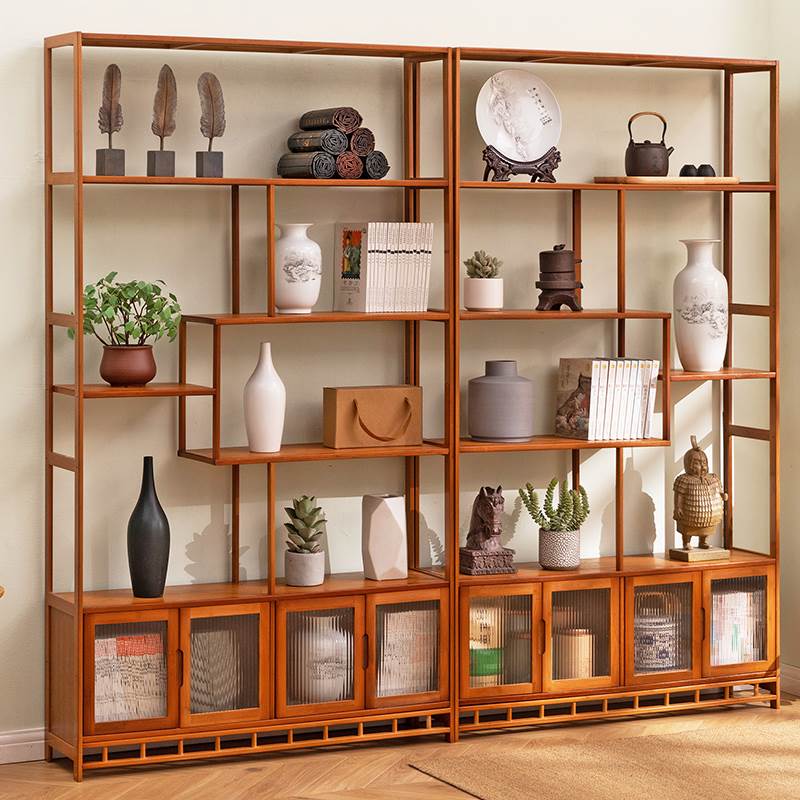 博古架实木中式茶柜置物架茶叶架子茶室货架展示架现代简约多宝阁