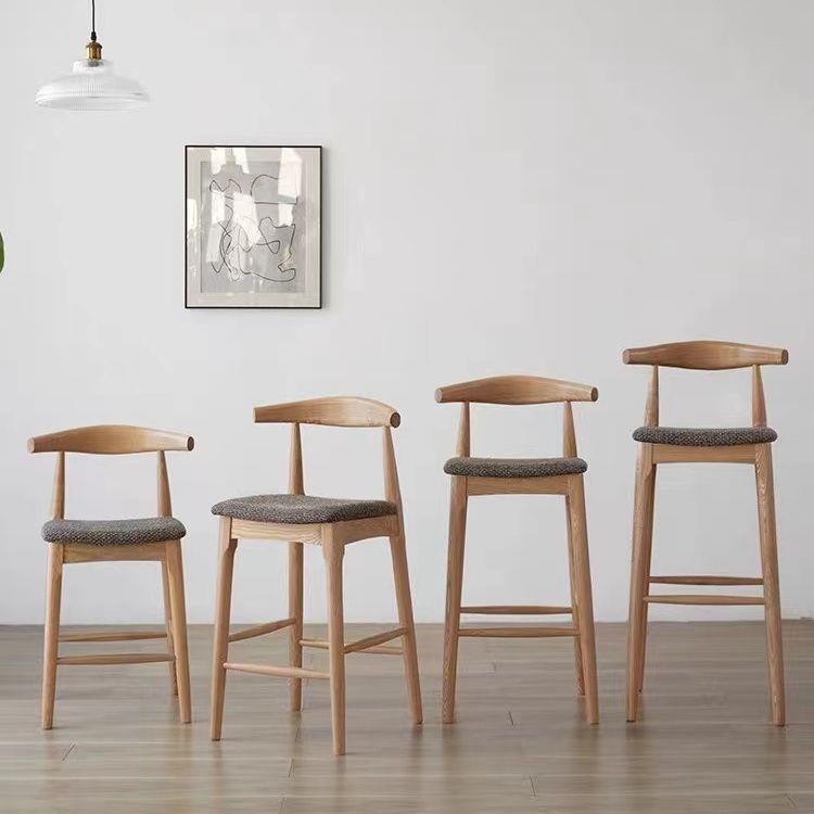 实木吧台椅现代简约家靠背吧台凳吧台椅高凳斯堪的纳维亚奶茶店前