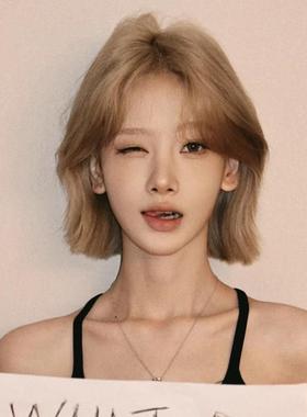 夏季韩系新款假发女亚麻灰色中分短发Lolita网红气质全头套