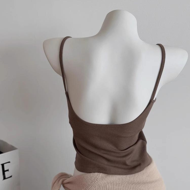 高级sexy！被这件露背小吊带拿捏住了~ 带胸垫遮副乳超好穿...