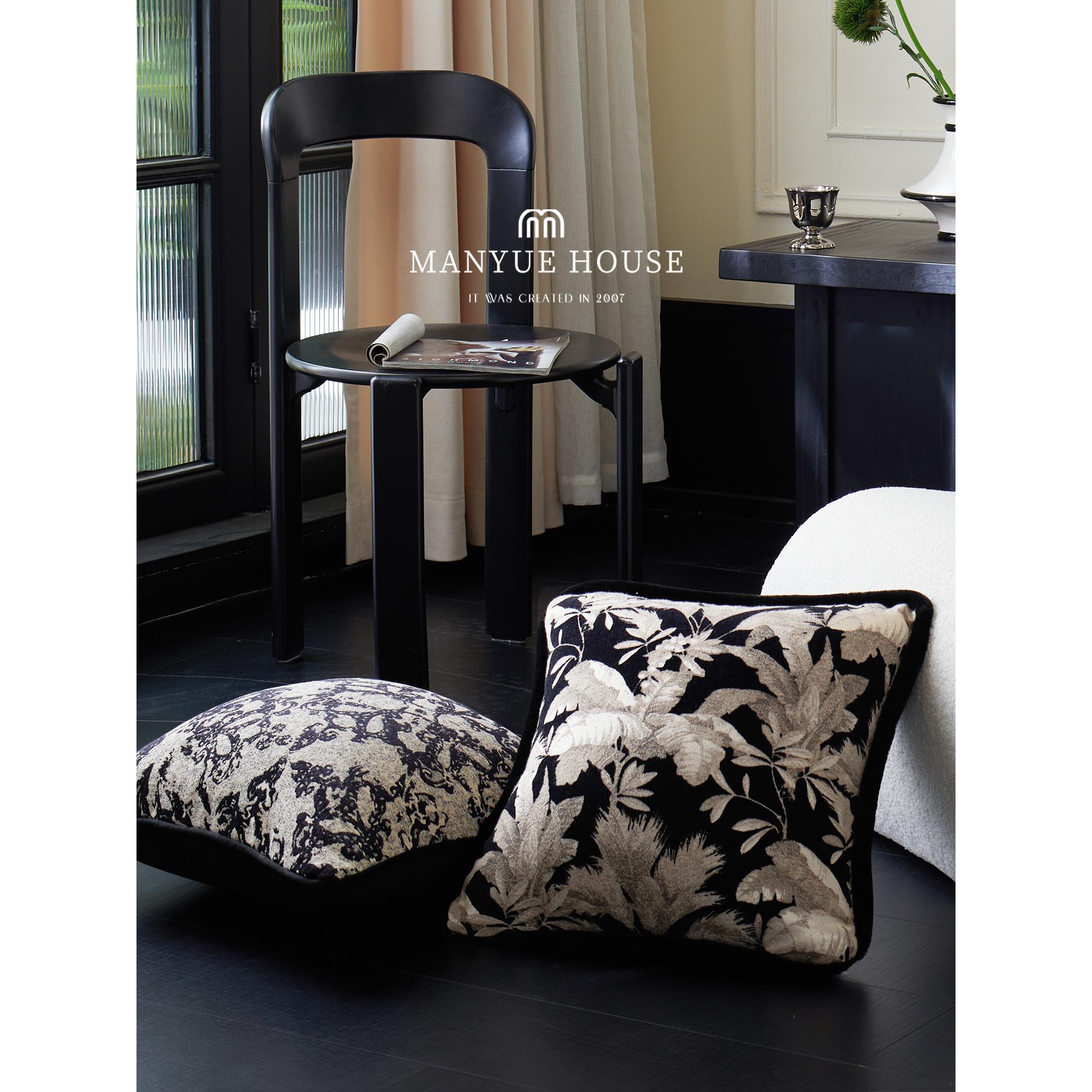 万月佳新中式轻奢雪尼尔枕垫沙发腰枕床边靠背枕套芯