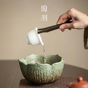.陶瓷岩生釉茶洗水盂笔洗盆大号建水茶渣缸桶功夫茶具配件洗茶碗