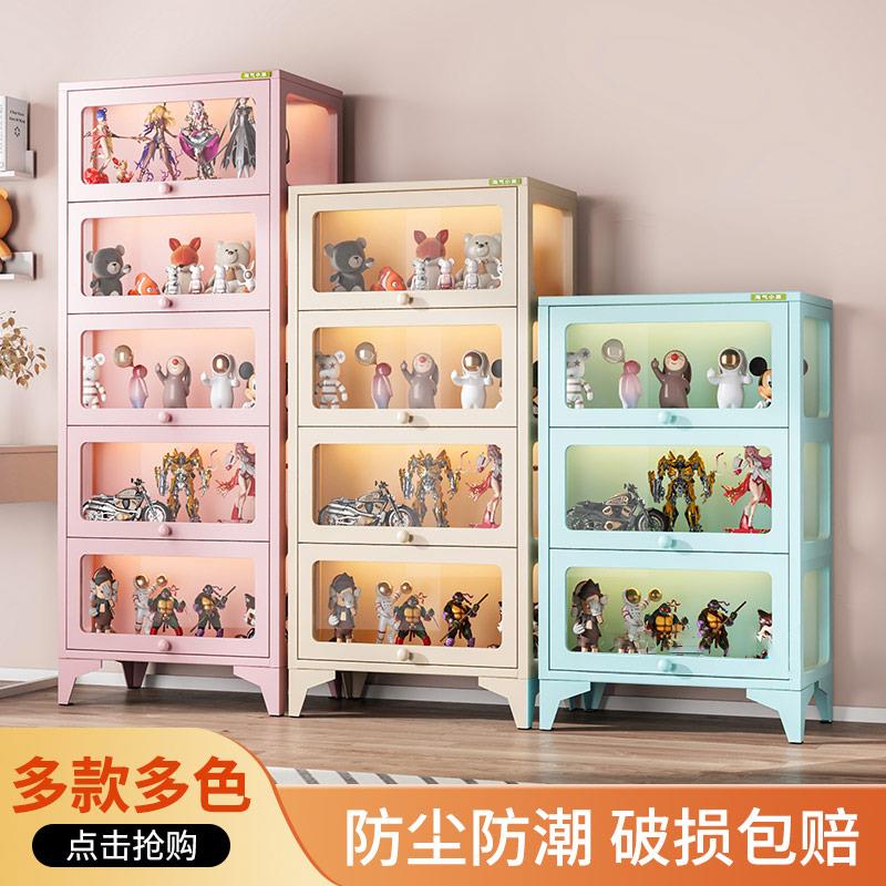 模型展示柜玻璃门痛柜防尘模型摆件展示柜铁皮收纳柜钢制收纳柜子