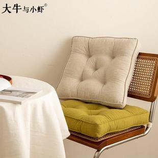 简约侘寂风棉麻坐垫板凳垫客厅榻榻米蒲团防滑飘窗餐椅可绑带垫子