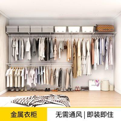 美达斯4米宽挂墙式金属衣柜步入式砌墙组合衣帽间架开放0甲醛定制