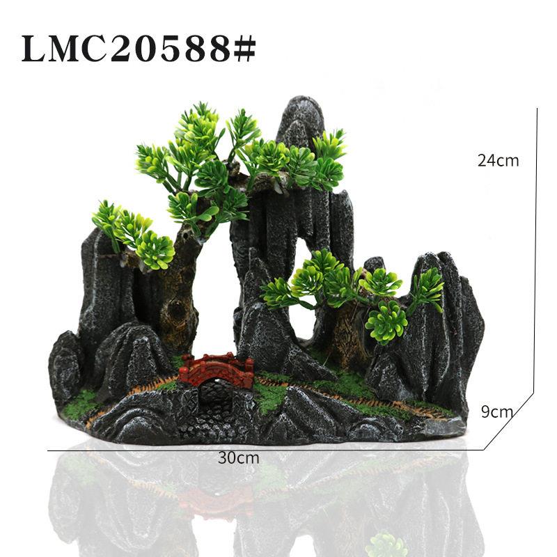 新款直销鱼缸仿真假山造景装饰石头布景套餐水族箱大小树脂摆件躲