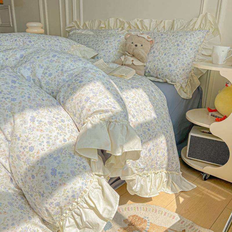 新款A类母婴级色织双层纱水洗棉四件套全棉纯棉法式复古田园风床,3C数码配件,USB灯,淘宝优惠券,粉丝福利购,淘宝优惠卷