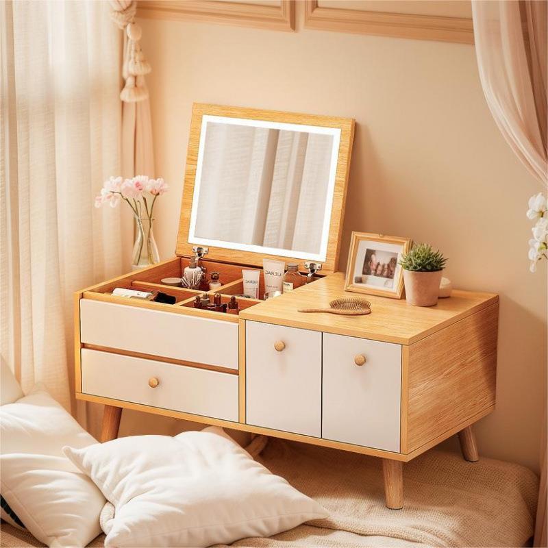 飘窗梳妆台现代简约卧室化妆台时尚小户型带镜子迷你收纳化妆桌子