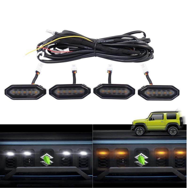 适用新款吉姆尼JimnyJB64/JB74低配改装白黄两色LED中网灯