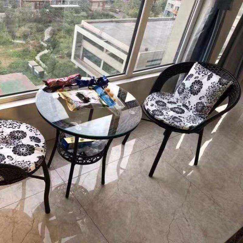 藤椅铁架阳台桌椅三件套组合简约现代休闲室外庭院小茶几单人椅子,3C数码配件,USB灯,淘宝优惠券,粉丝福利购,淘宝优惠卷