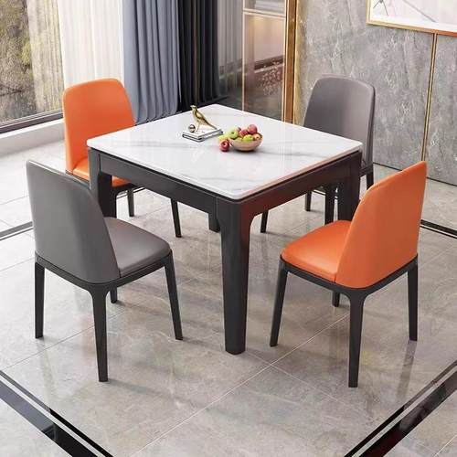 正方形岩板餐桌实木方桌小户型极简餐桌八仙桌家用饭店吃饭桌