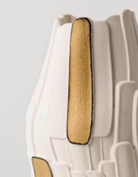 奢陶瓷拼贴器样板房民宿售楼花部卧室客厅XTE轻白色花描金艺术瓶