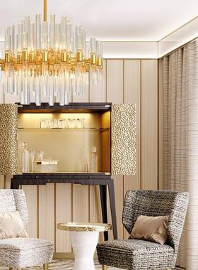 水晶顶灯具18727后代简约现轻奢灯设计师样板房灯创意餐厅灯水晶