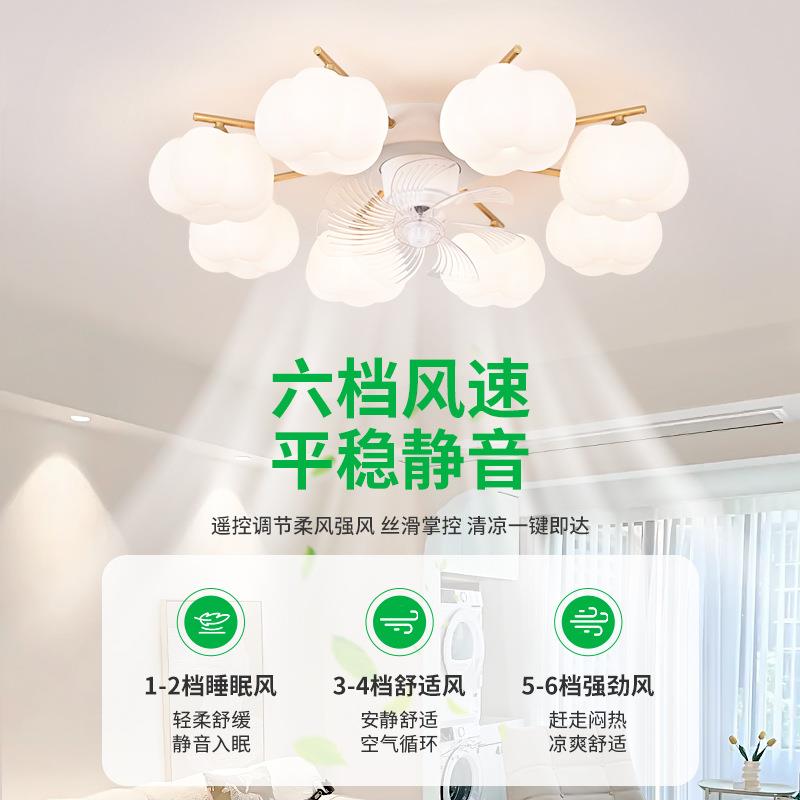 风扇灯客厅大主灯款棉花摇头扇灯现厅代简新约客厅86087灯L2电71