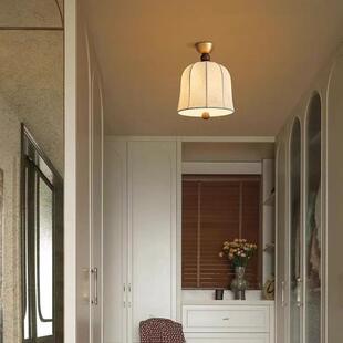 复古风布艺吸护灯客厅玄顶房顶氛围灯餐OKQ厅关民宿吊灯阳台入户