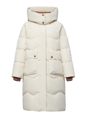 【金金宠粉】韩版长款连帽羽绒服女加厚保暖宽松过膝外套G23QS69