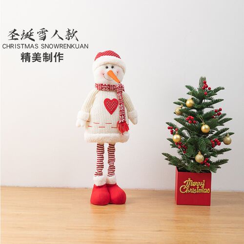 圣诞装饰品布艺公仔伸缩圣诞节老人雪人麋鹿橱窗摆件场景布置道具