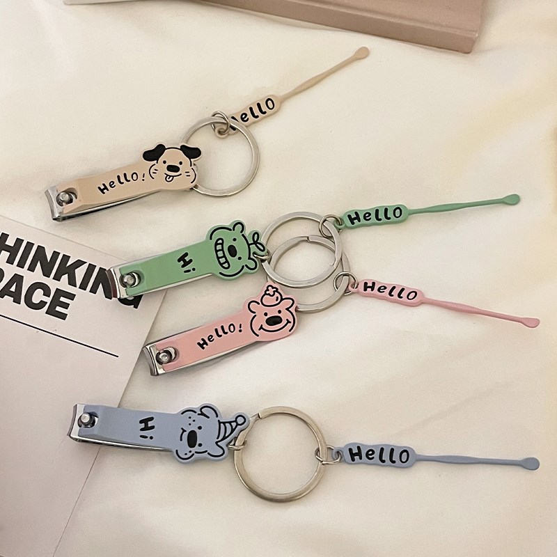 卡通指甲剪带挖耳勺套装可爱便携单个指甲刀美甲修甲指甲钳钥匙扣