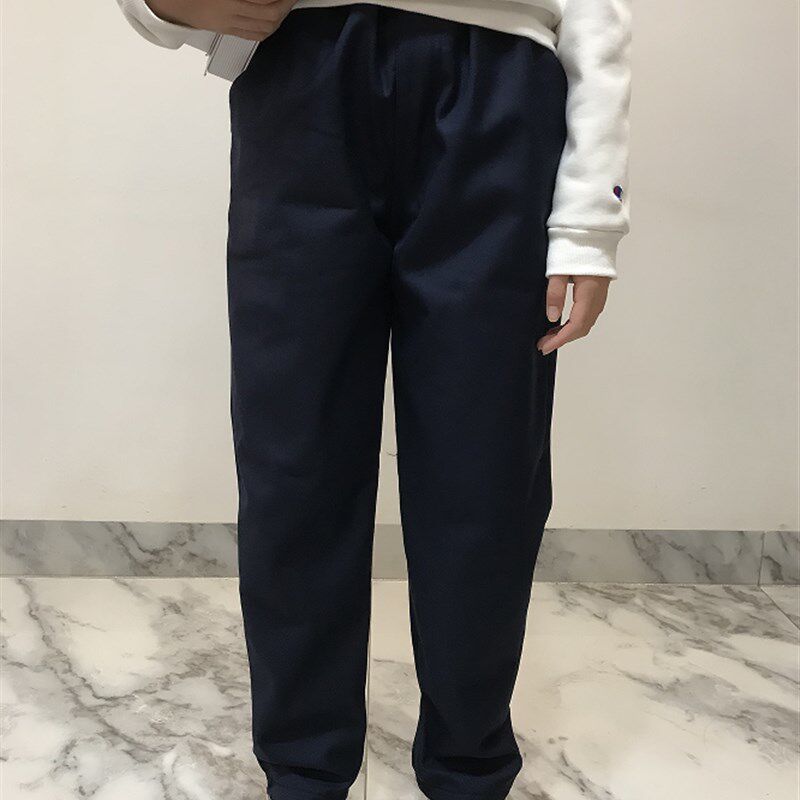 加绒秋冬季中小学生藏青黑色长西装裤子校礼服男女儿童松紧腰蓝厚