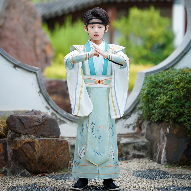 汉服男童秋季新款儿童古装侠客中国风唐装国学服表演公子装演出服