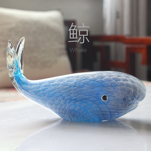 北欧玻璃动物鲸鱼摆件海洋馆纪念品手工艺品鱼缸造景道具生日礼物