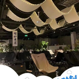 室内网红天幕露营风氛围装饰酒馆酒吧墙面长条户外遮阳布顶部装饰