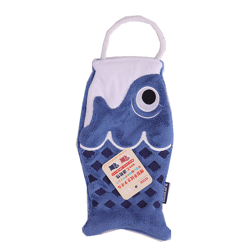 日式锦鲤擦手巾鱼型可挂式强吸水手帕方巾厨房抹手布插手柔软面料