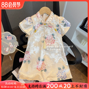 女童旗袍连衣裙夏装2023新款洋气小女孩中国风公主裙古风唐装裙子