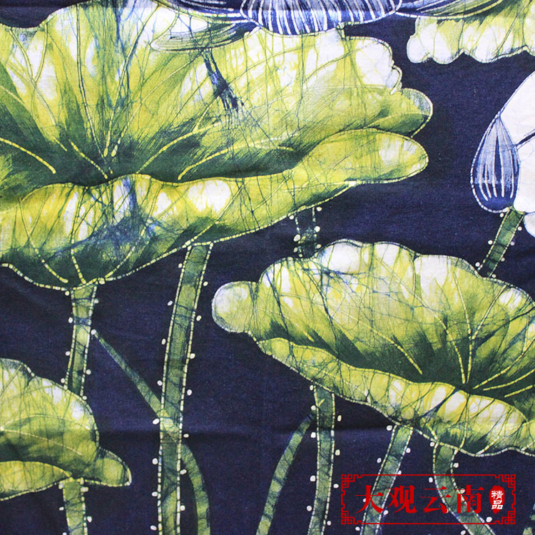苗族蜡染画荷花门帘布艺静物挂画客厅卧室墙壁装饰玄关厨房隔断帘图片