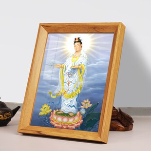 南海观音画像白衣施药持经杨枝净瓶观世音菩萨挂画佛像供奉摆台