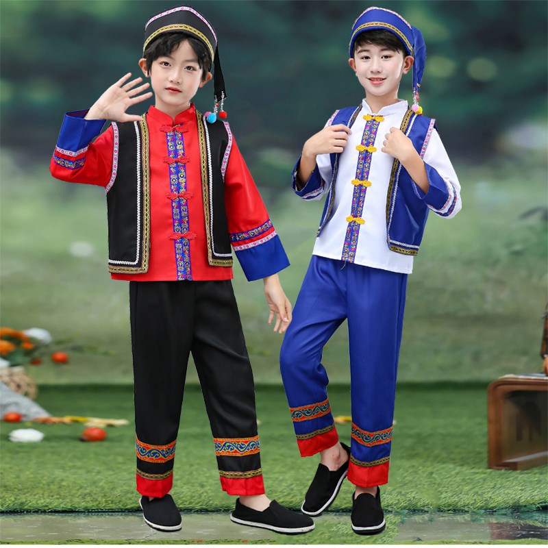 儿童壮族演出服幼儿男童广西三月三民族服男女童苗族侗族服土家族
