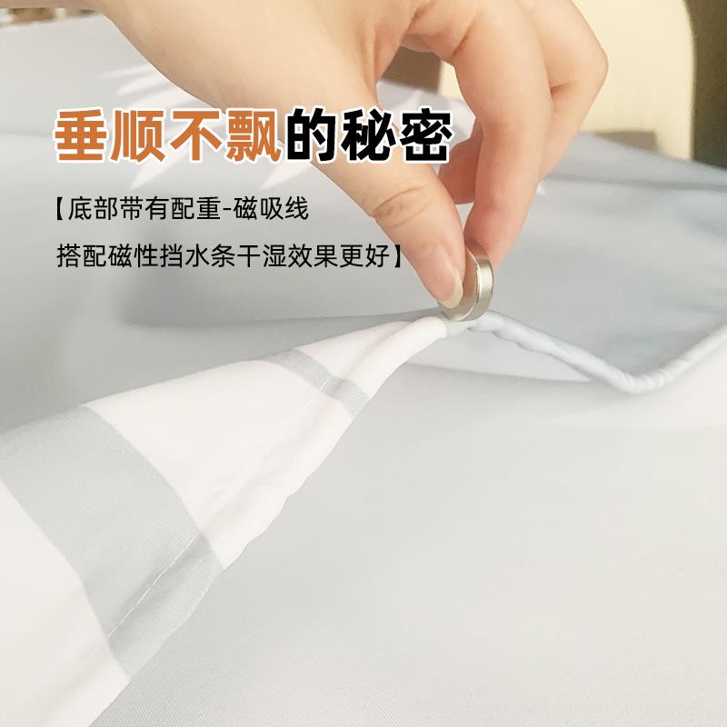 北欧风浴帘高档浴室防水布加厚防霉挂帘子卫生间淋浴隔断帘免打孔