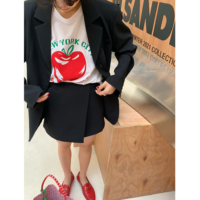 落落狷介 早春时尚套装裙2022年新款春装西装外套+设计感半身裙女