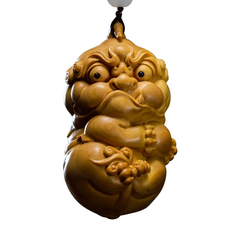 木雕手把件小叶黄杨木圆雕神兽招财貔貅有求必应家居饰品中式挂件