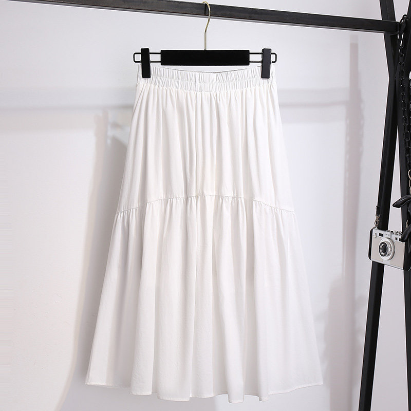 夏季半身裙女白色中长款高腰半裙遮胯显瘦2023新款裙子垂感休闲裙