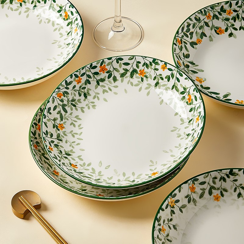 墨色好看的盘子菜盘家用2024新款碟子陶瓷餐具高颜值深盘汤盘餐盘